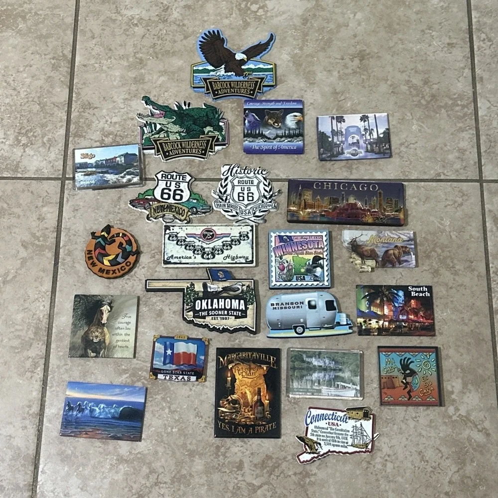 Vintage 80s 90s Fridge Magnet‎ Lot of 22 - Route 66 USA Travel Souvenir Collect